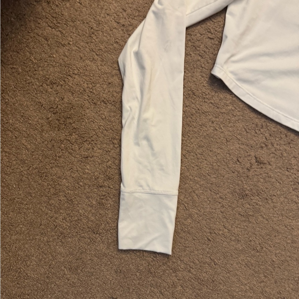 Nike Women's White Long Sleeve Crop Top dri-fit large - Picture 2 of 6